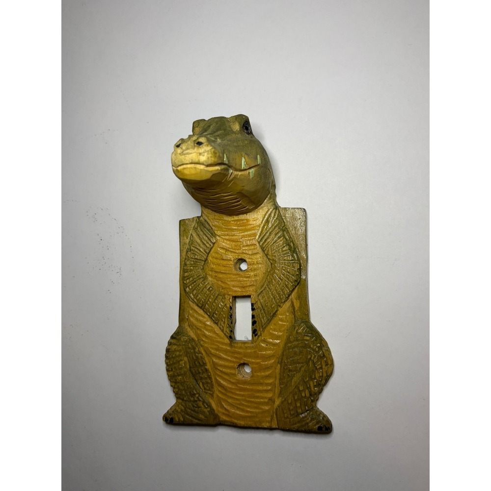 Wooden Carved Alligator Crocodile Single Light Switch Toggle Wall Plate Cover 3D